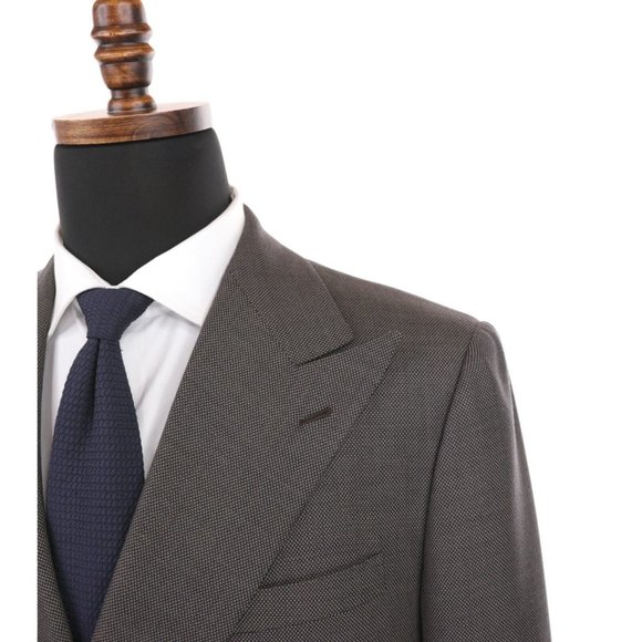 Ralph Lauren Purple Label Suit 42L Brown/Tan Birdseye Double Breasted Wool - Picture 4 of 16